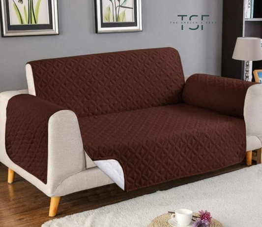 Micro Fiber Quilted Sofa Cover -Brown [TSF-C1]