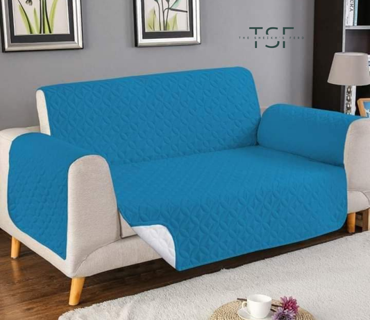 Micro Fiber Quilted Sofa Cover -Turquoise [TSF-C11]