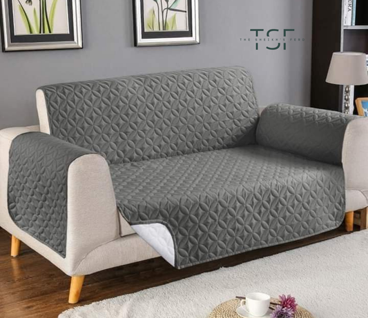 Micro Fiber Quilted Sofa Cover - Grey [TSF-C3]