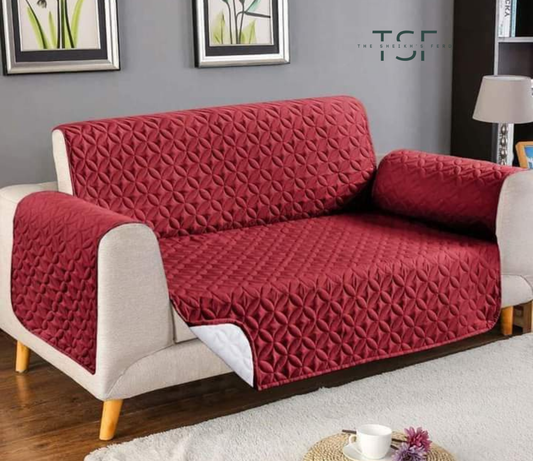 Micro Fiber Quilted Sofa Cover -Mehroon [TSF-C4]