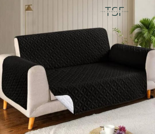 Micro Fiber Quilted Sofa Cover -Black [TSF-C7]